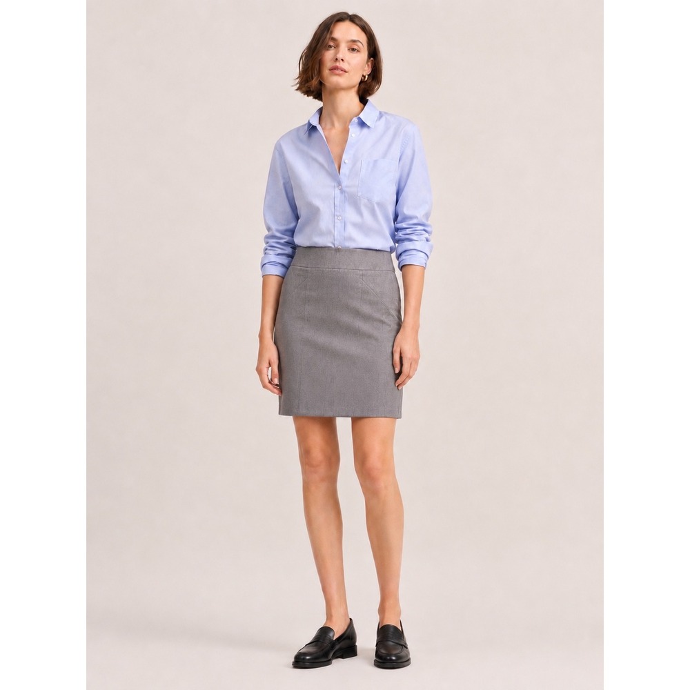 Banana Republic Womens Herringbone Pencil‎ Skirt 12 Grey Stretch Professional